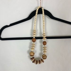 Chunky Vintage Wooden Bead Statement Necklace